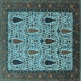 thumbnail image 1 of Ahgly Company Indoor Square Oriental Light Blue Industrial Area Rugs, 6' Square, 1 of 4