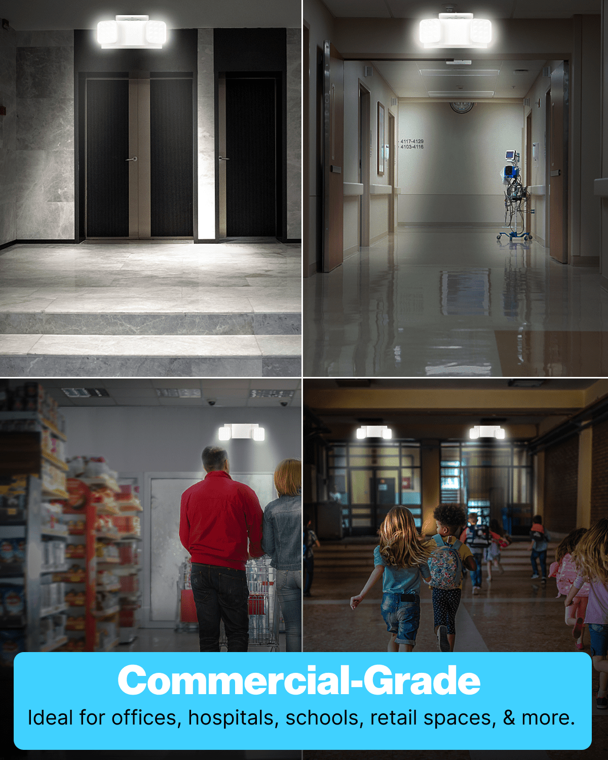 Sunco LED Emergency Lights, Commercial Lighting for Business, Power Outages, Offices, With Backup Battery (90 Minutes), Wall Mount, Hard Wired, 120-277V, Fire Resistant (94V-0) UL.