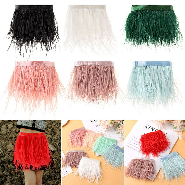 Party Decoration Crafts Accessories DIY Wedding Dress 8-10 CM Wide Plumes  Ribbon Selvage 1 Meter Long Ostrich Feathers Trim BLUE 