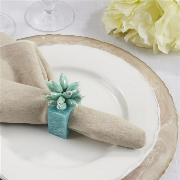 Saro Lifestyle Beaded Enchanted Bloom Resin Napkin Ring (Set of 4)