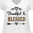 thumbnail image 4 of Inktastic Thanksgiving Greeting Thankful Blessed Women's Plus Size V-Neck T-Shirt, 4 of 5