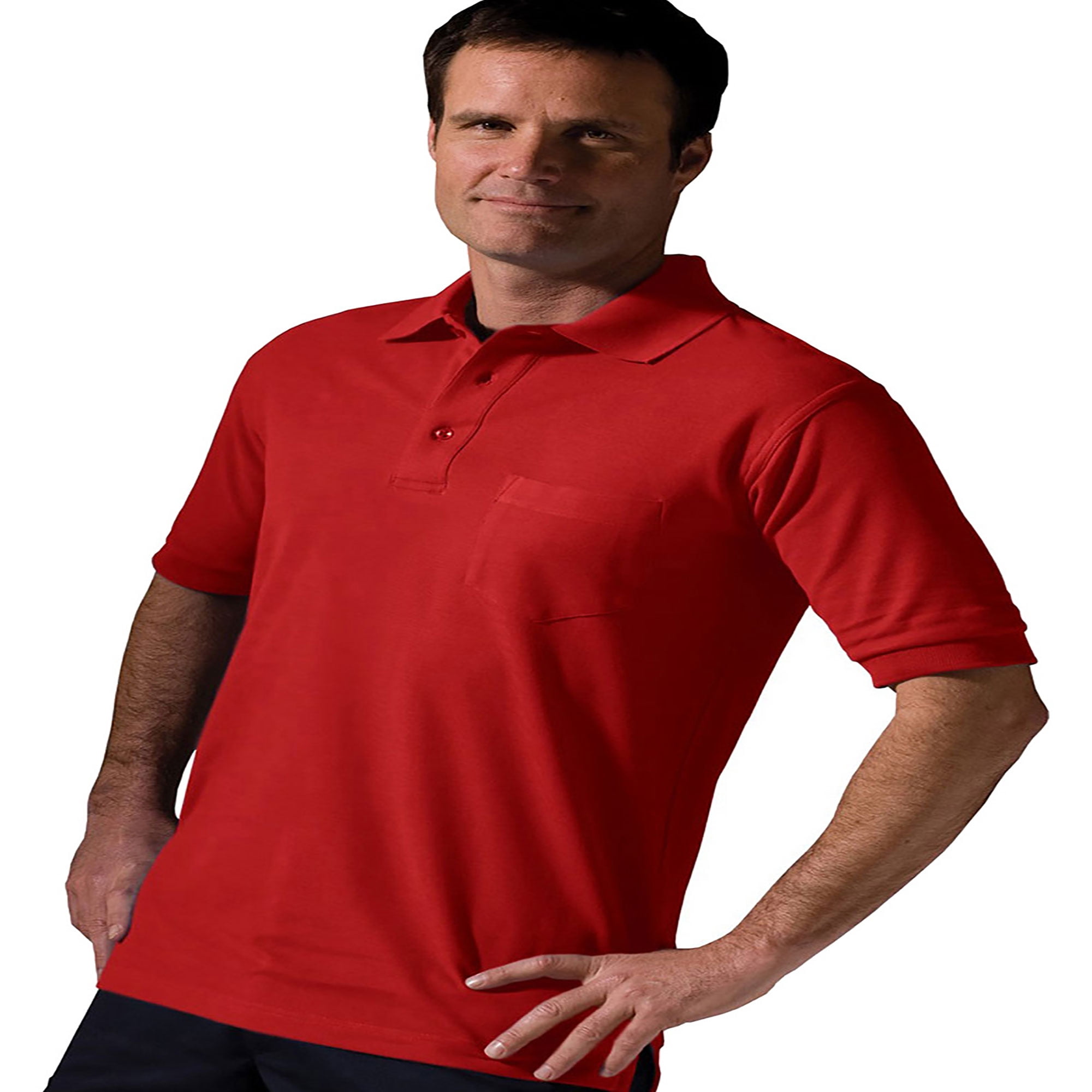 RED 2XL Edwards Garment Big and Tall Short Sleeve Pique Polo Pocket Shirt 