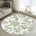 thumbnail image 2 of Sage Green Flower Round Area Rug 4 FT, Non Slip Indoor Outdoor Rug, Vintage Country Rose Leaf Floral Washable Soft Circular Carpet Non-Shedding Floor Mat for Coffee Table Nursery Foyer Balcony, 2 of 9