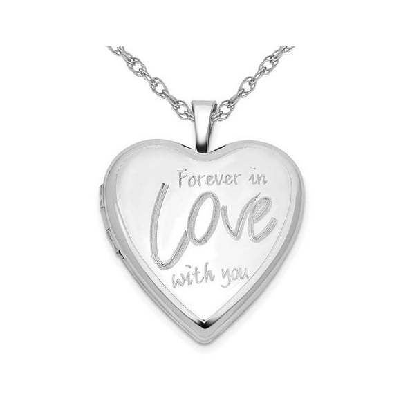 Love Heart Locket Pendant Necklace in Sterling Silver with Chain