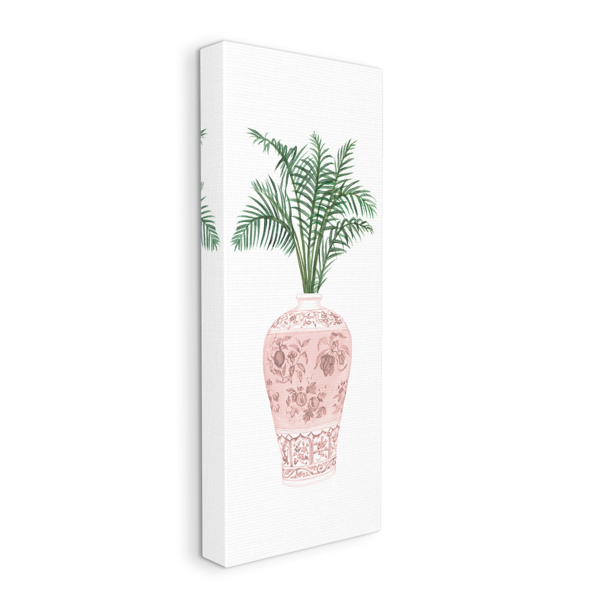 Stupell Industries Palm Leaves in Ornate Vase Botanical & Floral Painting Gallery Wrapped Canvas Art Print Wall Art, 20 x 48