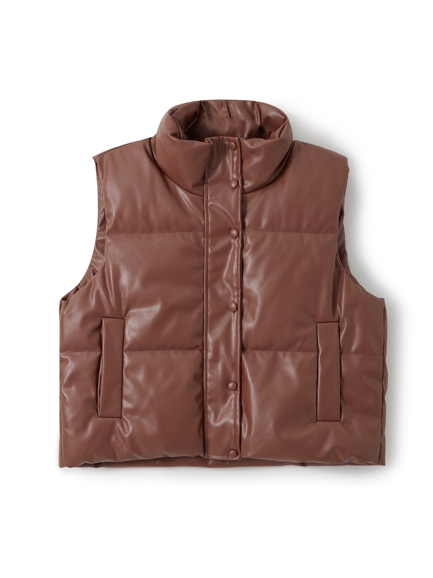 Leather Accent Sleeveless Puffer Jacket - Women - Ready-to-Wear