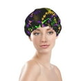 thumbnail image 3 of Kdxio Neon Mardi Gras Print Shower Cap for Women,Elastic and Reusable,Double Waterproof Layers Bathing Hat, 3 of 9