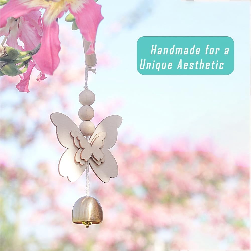 Butterfly Door Opening Bell Wooden Ring Shop Keepers Bell for Door Opening Door Chime Hanging Bell for Door Entrance Door Decoration Bell Good Luck Hanging Bell for Home Restraurant