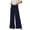 Dark Blue, variant on Women's Cotton Linen Wide Leg Pants with Fold Over Waist, Loose Fit Casual Trousers for Vacation Beach or Daily Relaxed Wear, Breathable and Lightweight Black S