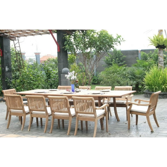 Wholesale Teak 11 Piece Glam Teak Wood Extendable Dining Furniture Sets Brown
