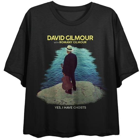 David Gilmour I Have Ghosts Cover Art Women's Black Crop Tee-Small