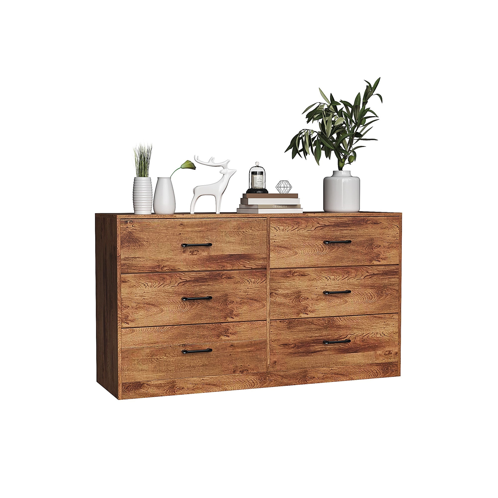YYAo 6 Drawer Double Dresser, Wide 6 Chest of Drawers, Nursery Dresser, 65" TV Stand for Dining Room/Living Room, Walnut YYAo 6 Drawer Double Dresser, Wide 6 Chest of Drawers, Nursery Dresser, 65" TV Stand for Dining Room/Living Room, Walnut