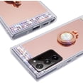 thumbnail image 4 of Compatible with Galaxy S23 Plus Makeup Mirror Case Diamond Glitter Rhinestone with Ring Stand Kickstand Cute for Girls Women Cover Bling Crystal Ring Holder Finger Grip Phone Case Rose Gold, 4 of 6