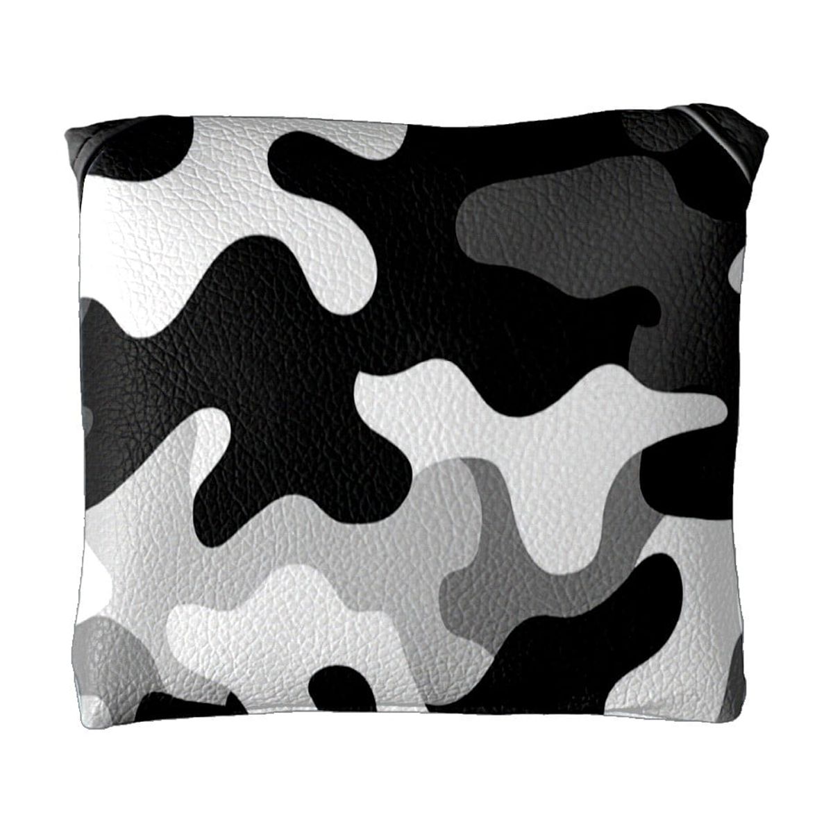 Golf Mallet Putter Cover Premium Leather Waterproof Golf Putter Head Cover with Magnetic Closure Black White Camouflage