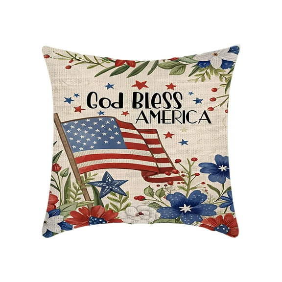 Clearance Under $5!Yyuenw 4Th of July Decorations Patriotic Pillow Covers 18X18 America Flag Double Sides Print Cushion Cover for Bed Sofa Cartoons Tetragonum Couch Pillow Cover