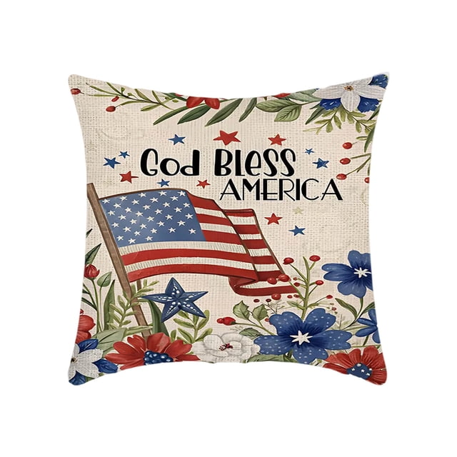 Funda de almohada estampada a doble cara con la bandera estadounidense para sofá, cama o sillón – Funda de cojín decorativa Tetragonum con cremallera oculta