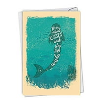 Mermaid Quotes - Kisses: Birthday Card Featuring Fantastic Underwater Wet Wishes, with Envelope. C6824FBDG