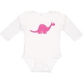 thumbnail image 3 of Inktastic Pink Dinosaur Girls Long Sleeve Baby Bodysuit, 3 of 5