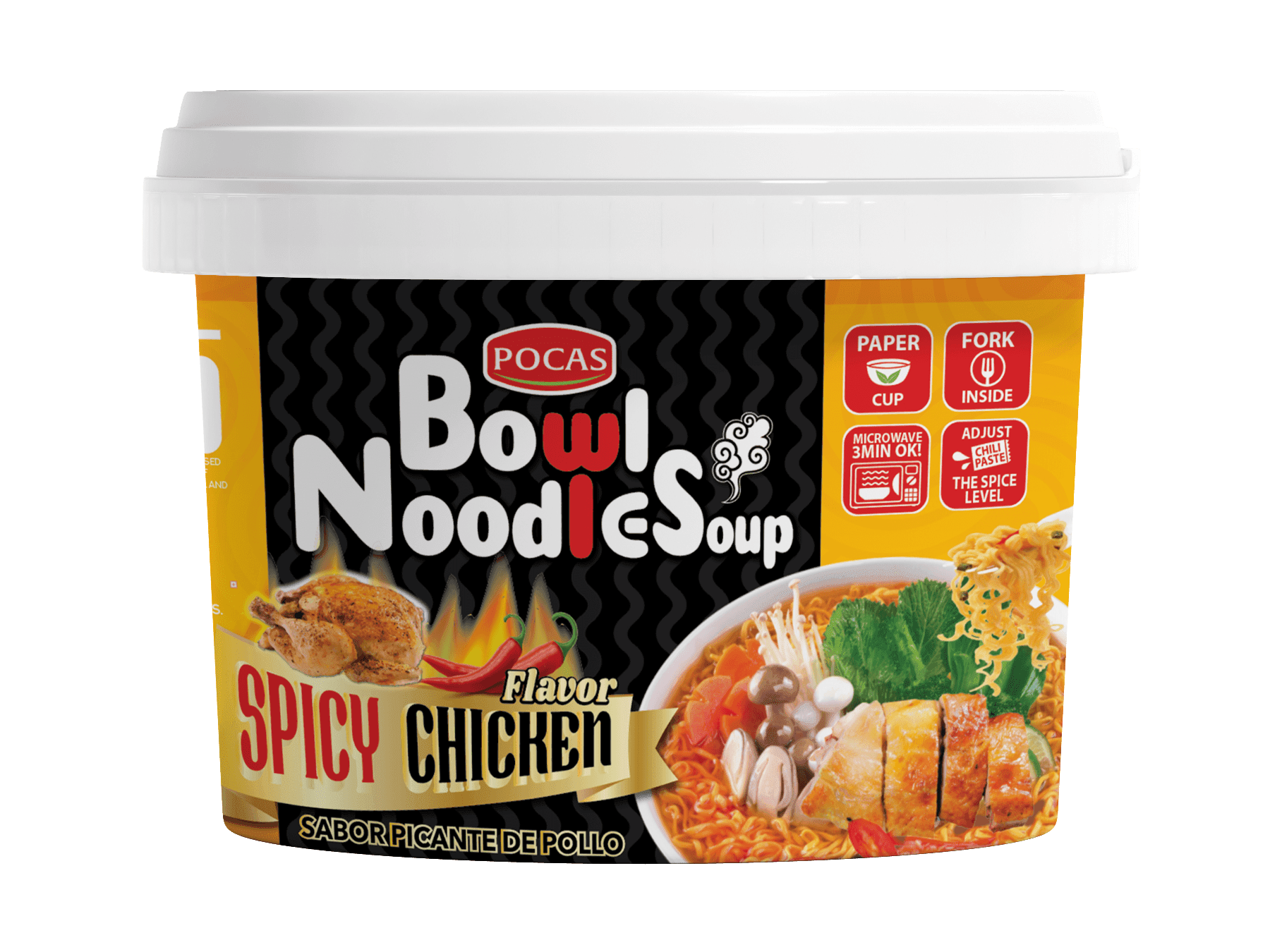 Pocas Bowl Noodle Soup, Spicy Chicken, 3.17 Ounce (Pack of 8) Walmart