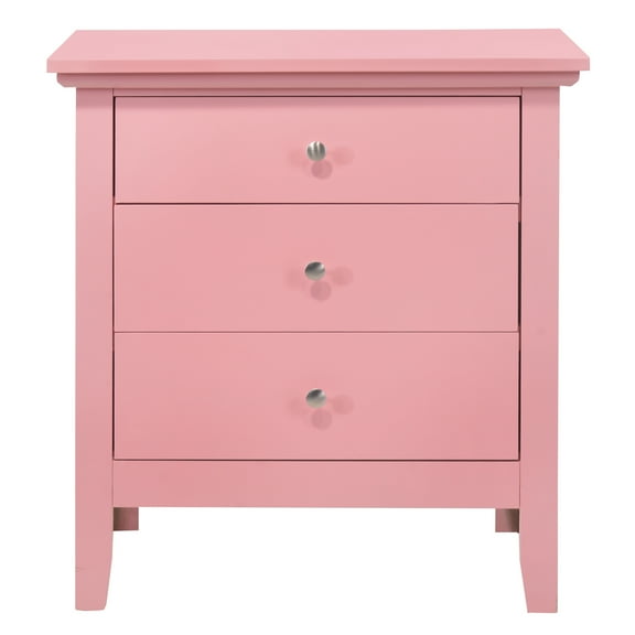 Pink Nightstand - 24" Wide Bedside Table, Fully Assembled - Real Wood Veneer & Dovetail Drawers