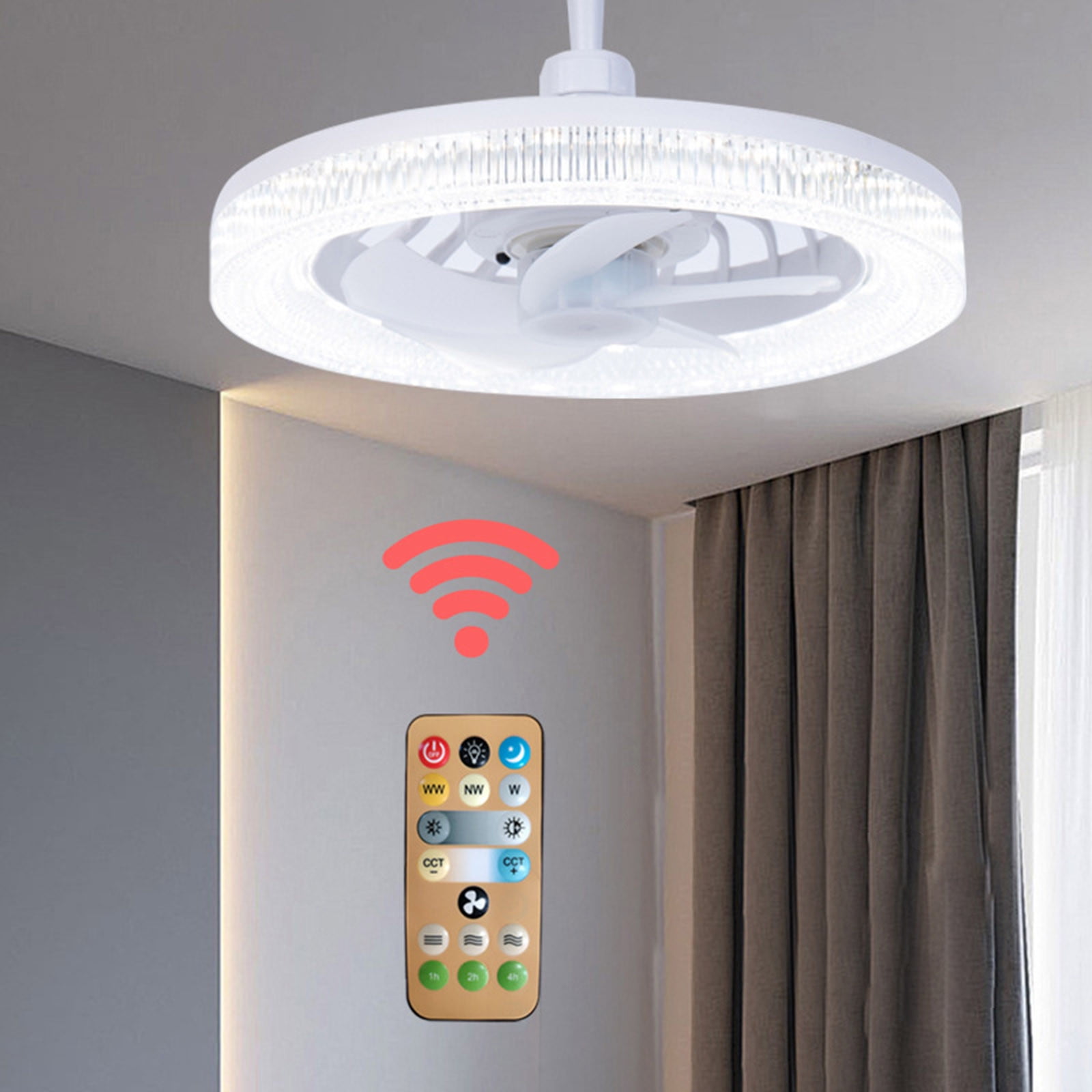 Iuhan Ceiling Fans With Lights, Modern Low Profile Dimmable Remote Control Fan Light, Color Temperature Change Ceiling Fan for Bedroom Hallway Living Room