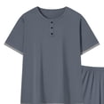 thumbnail image 4 of BLTIBY Mens 2 Pieces Outfits Short Sleeve Henley Shirts and Shorts Casual Sets with Pockets Gray 4XL, 4 of 7