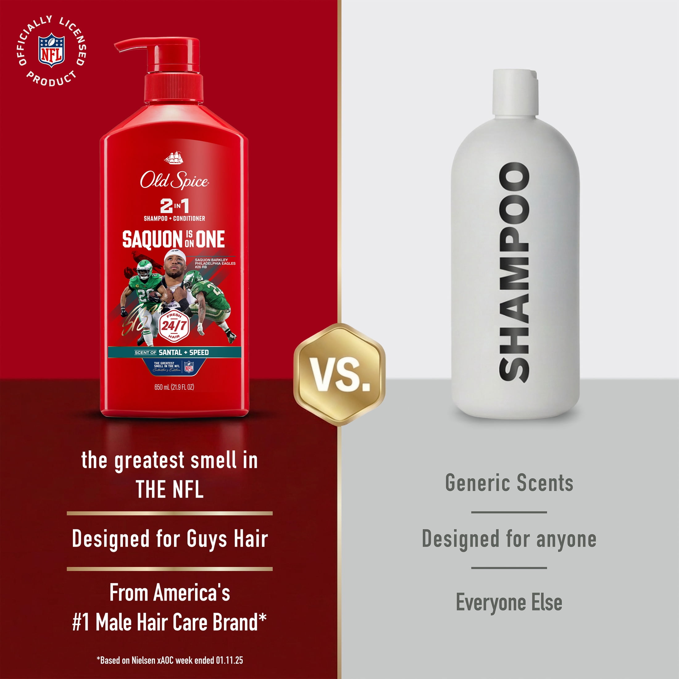 Old Spice 2 in 1 Mens Shampoo and Conditioner, Saquon Is On One, NFL Collection, 21.9 fl oz