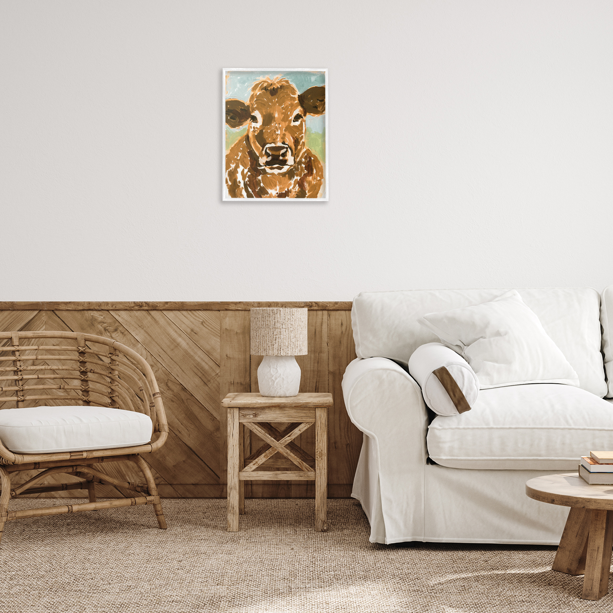 Stupell Industries Spotted Cattle Calf Animals & Insects Painting White Framed Art Print Wall Art, 16 x 20