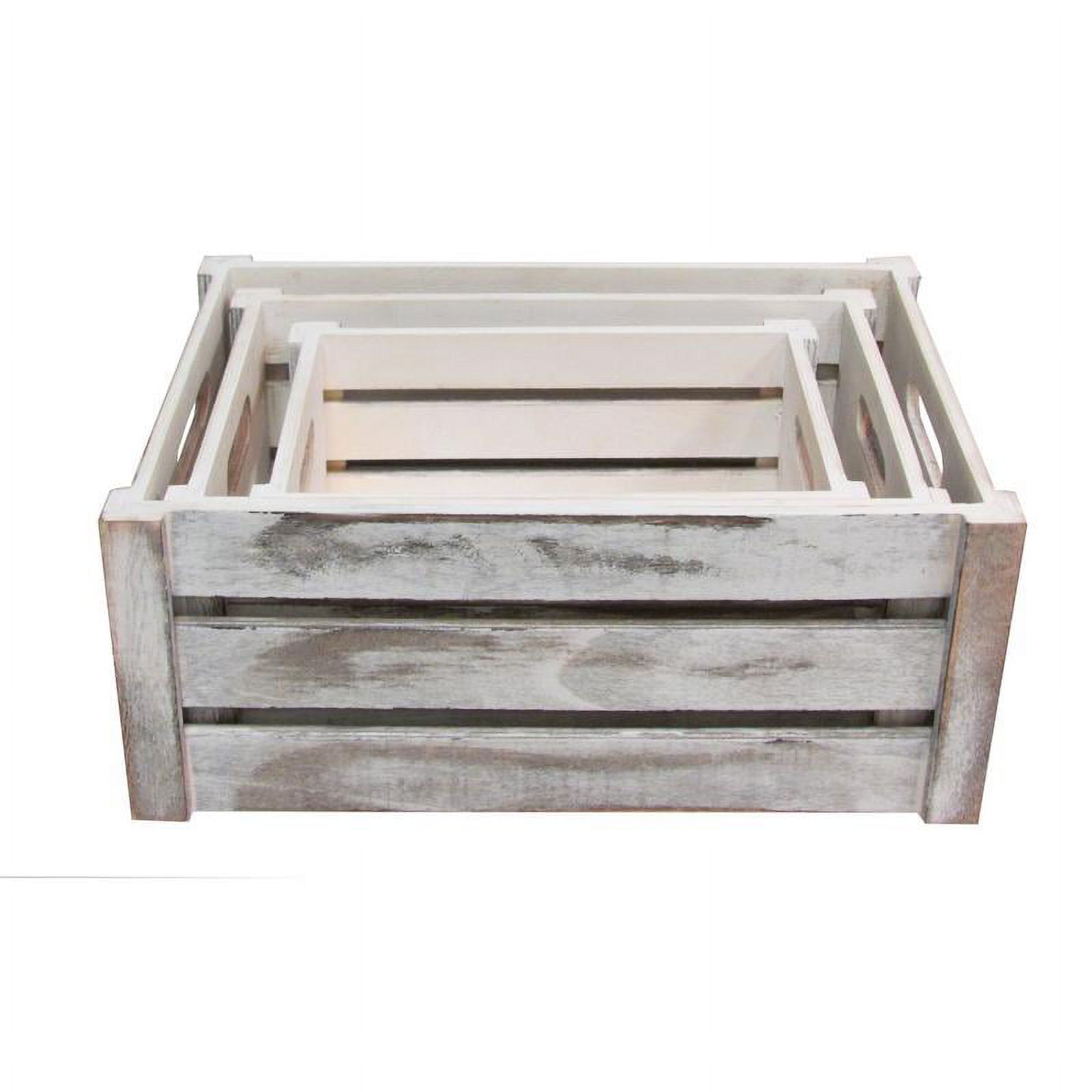 Admired by Nature 0.119 Gallon Wood Storage Crates, Rustic White, 3 Count - image 5 of 6