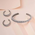 thumbnail image 2 of EVER TRUE Stainless Steel Hoops Hoop Earrings Cuff Bangle Bracelet Set Jewelry Birthday Gifts Size 7.5", 2 of 8