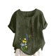 thumbnail image 3 of TaTaai Casual Printed Button Blouse, Women's Short Sleeve Linen Feel T-Shirt, Comfortable Top for All Seasons Gift, 3 of 4