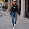 thumbnail image 3 of Women's Lace Mock Neck Top Long Sleeve Floral Sheer Blouse Slim Fit Layering Shirt with Scalloped Edge for Daily Wear, 3 of 5