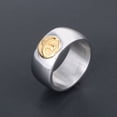 thumbnail image 2 of Unisex Titanium Steel Wide Face Gold Bird Ring For Men Women Fashion Jewelry Band Gift Statement Ring With Modern Style, 2 of 5