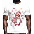 thumbnail image 2 of Camisetas gráficas informales de manga corta con diseño de gnomo y flor de San Valentín para hombre, 2 of 8