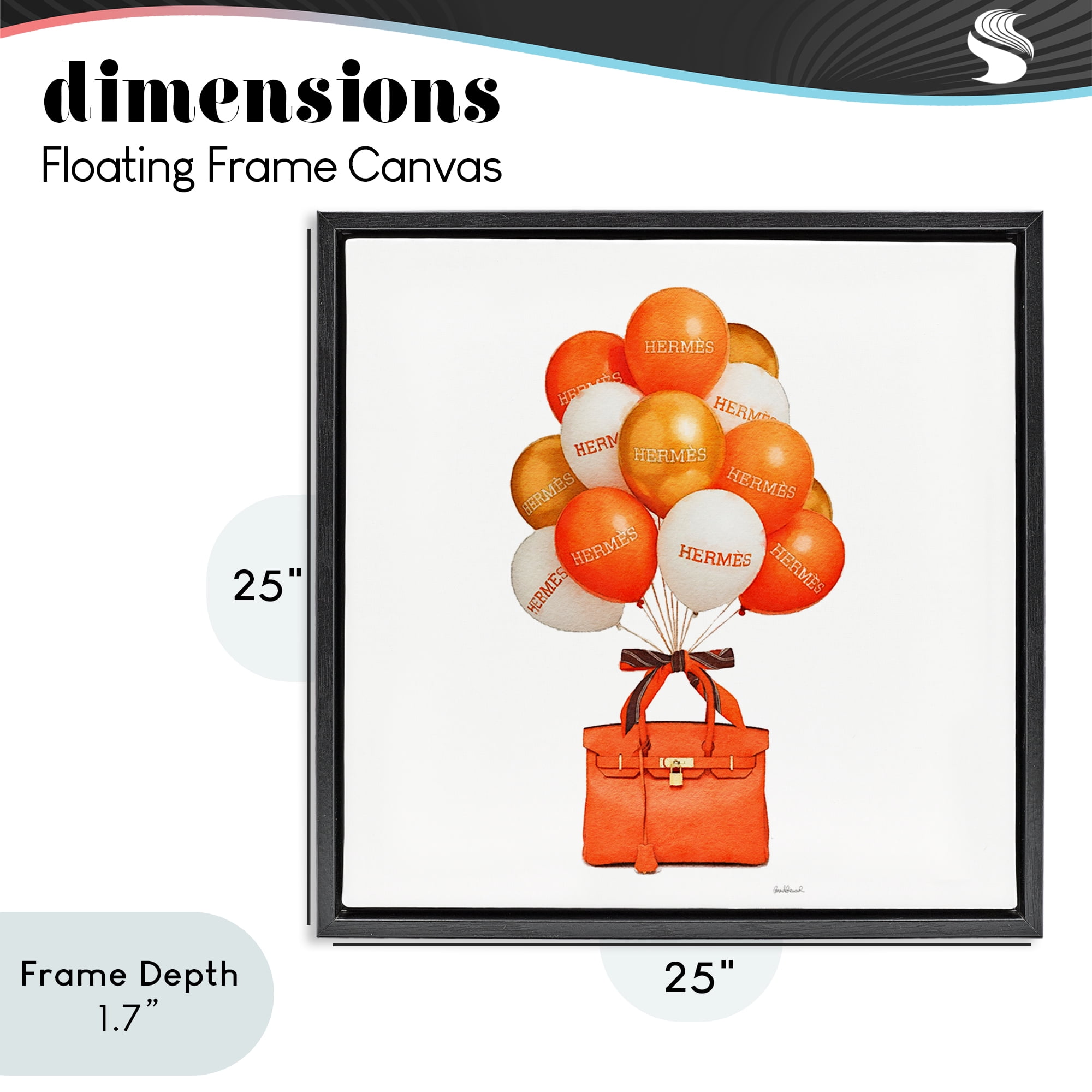 Stupell Industries Orange Handbag & Balloons Black Framed Floater Canvas Wall Art, design by Amanda Greenwood