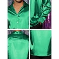 thumbnail image 6 of Unique Bargains Men's Satin V Neck Long Sleeves Button Down Prom Shirts XL Green, 6 of 6