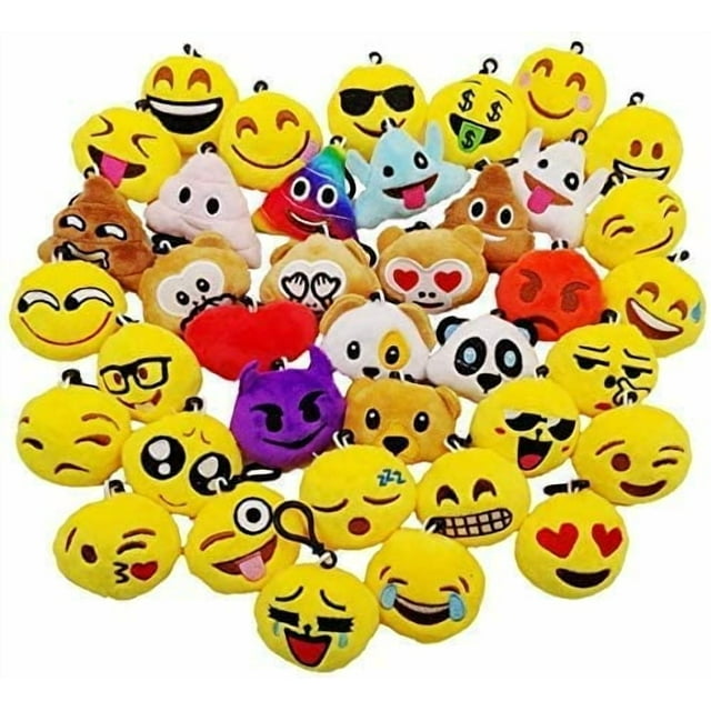 38 mini peluches de 6 cm, llaveros de emojis para niños y adultos, fiestas de cumpleaños, bolsas de fiesta, artículos de fiesta y decoraciones.