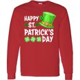 thumbnail image 3 of Inktastic Happy St. Patrick's Day Green Hat and Clovers Long Sleeve T-Shirt, 3 of 5