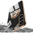 thumbnail image 6 of Case for Samsung Galaxy S23 Ultra Ring Holder Case Shiny Plating Rose Gold Edge with 360 Degree Rotation Kickstand for Women Girls Slim Soft Flexible TPU Protective Cover Case, 6.8 Inch, Black, 6 of 8