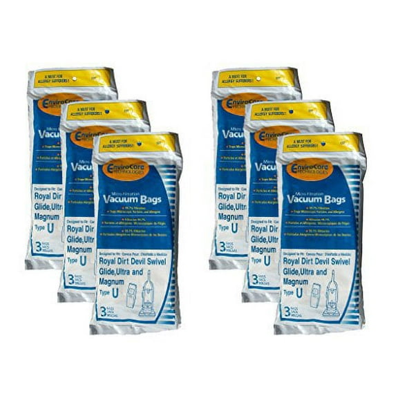 18 Royal Dirt Devil Type U MVP Swivel Allergy Vacuum Bags, Ultra, Magnum, Powerc