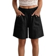 thumbnail image 2 of Endives Women's Linen Short High Waist Casual Shorts Summer Breathable Loose Fit Wide Leg Short Beach Shorts With Pockets Daily Wear, 2 of 6