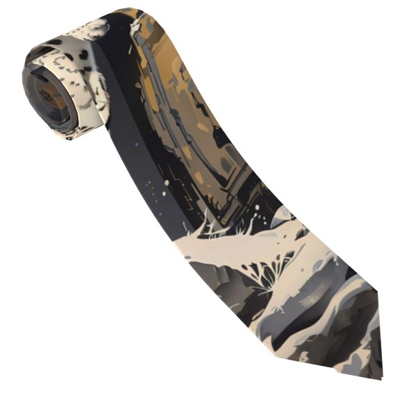 Xecao Graceful Snow Leopard Print Tie For Men Necktie Woven Jacquard Neck Ties,Classic Men's Tie
