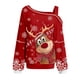 thumbnail image 5 of Pntutb Blusa de manga larga con estampado de cabeza de venado de Navidad con hombros asimétricos de otoño para mujer Pntutb Pntutb-948, 5 of 5