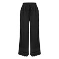thumbnail image 5 of Jxximdong Pants for Women Summer New Women's Casual Loose Fitting Waist And Ankle Patchwork Lace Cotton And Linen Pants Black M Trousers, 5 of 5