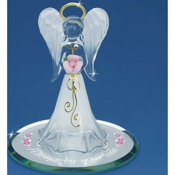 Fashion Angel By Your Side Glass Figurine (5.19 X 4.5) Made In China -Jewelry Sweet Pea