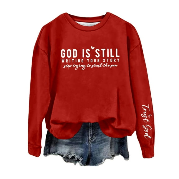 Hauaitttt Women's Casual Crewneck Print Sweatshirt Fashionable Pullover Hoodie Top for Daily Wear Ladies Oversized Sweatshirts Band Tees Women Vintage Set Light Sweatshirt Women Distressed plus Size