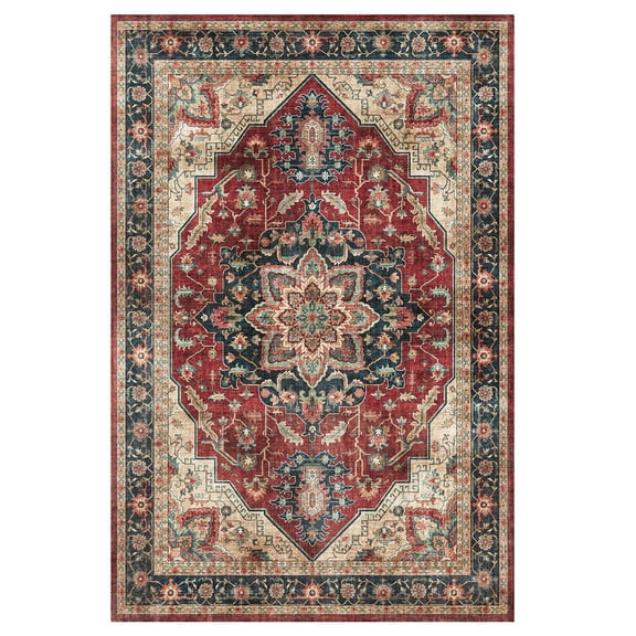Crystal Print Soha Traditional Moroccan Red Area Rug, 3x5