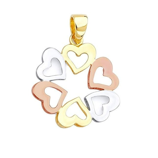 Precious Stars PT-2386 Pendentif Coeur en Forme de Trèfle Or 14 Carats