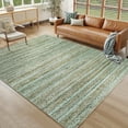 thumbnail image 2 of Garvee 10'x13' Extra Large Rugs for Living Room Modern Braided Print Rug Farmhouse Non Slip Low Pile Foldable Accent Rug, Green/Camel, 2 of 8