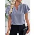 thumbnail image 3 of SHEWIN Blouses for Women Dressy Casual Summer Flowy Short Sleeve Shirts Pleated V Neck Work Business Tops, 3 of 10
